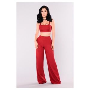 Fashion Nova Burgundy Red Wendy Woven Set size XL